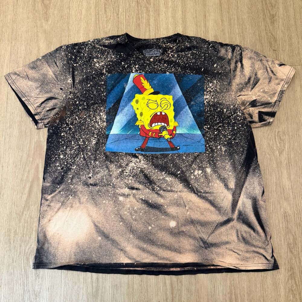 VTG Sponge Bob Square Pants Mens Sz XXL Reverse Tie Dye
